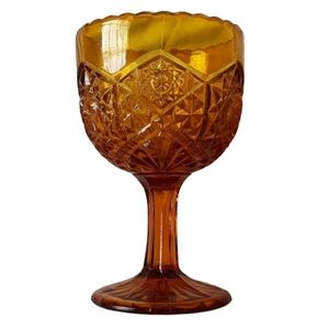 Vintage Indiana Glass Large Amber Chalice